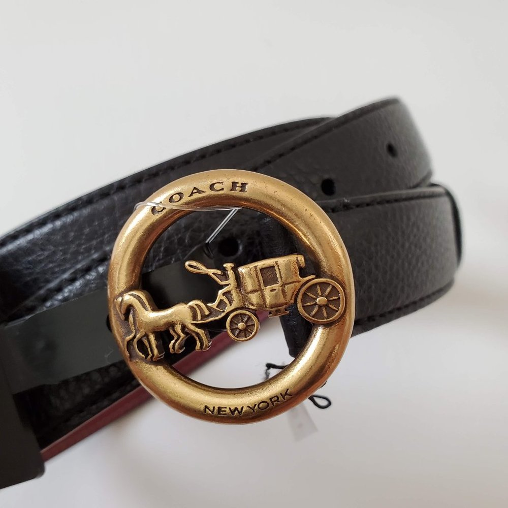 NEW Coach Black Horse Carriage Buckle leather Belt - Picture 4 of 8